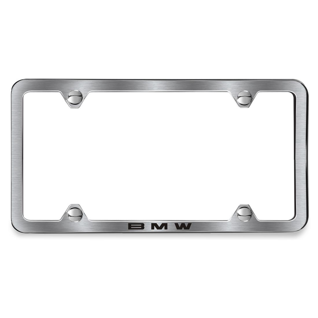 License Plate Frame Slimline BMW Brushed Stainless Steel 82122456420